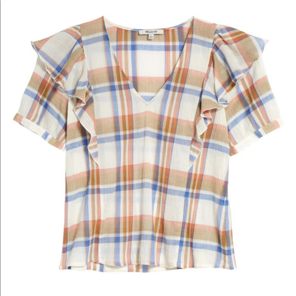 Madewell Shoulder Ruffle V-Neck Top